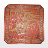 唐物彫彩盆　明