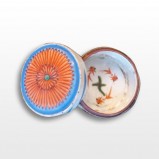 唐物赤絵ふた物（金魚図）　清